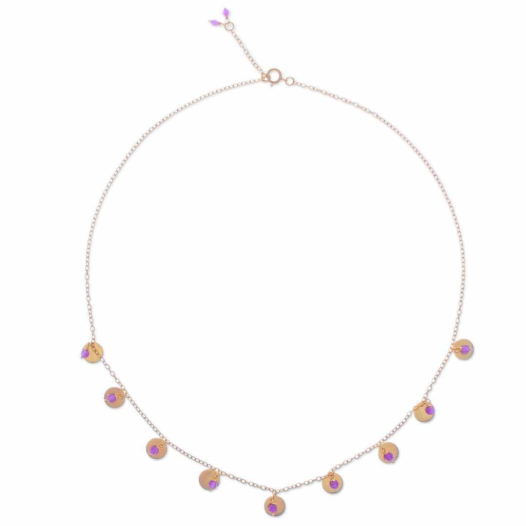 Adjustable Matte 18k Gold-Plated Amethyst Charm Necklace - Everyday Wise