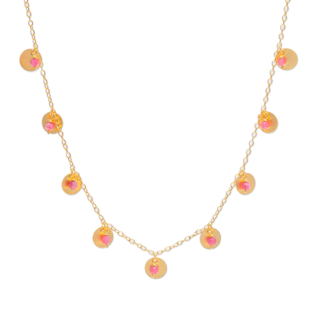 Adjustable Matte 18k Gold-Plated Tourmaline Charm Necklace - Everyday Creative