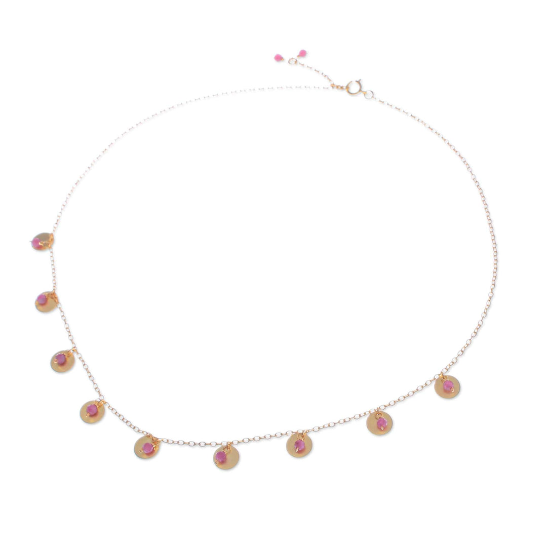 Adjustable Matte 18k Gold-Plated Tourmaline Charm Necklace - Everyday Creative