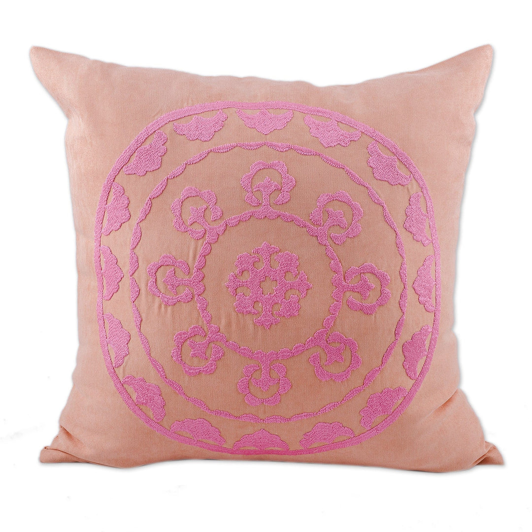Hand-Embroidered Suzani Cotton Blend Mandala Cushion Cover - Bright Mandala
