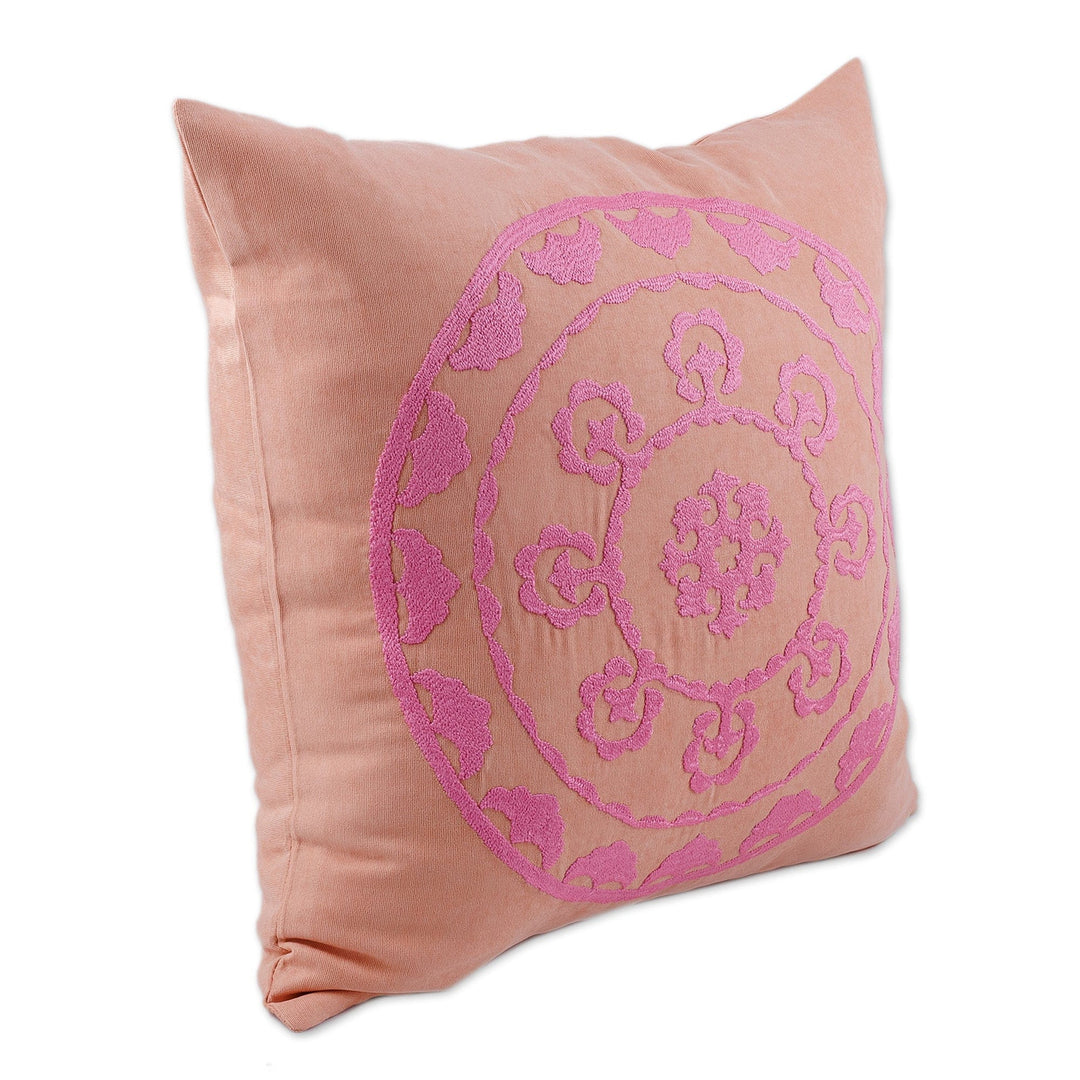 Hand-Embroidered Suzani Cotton Blend Mandala Cushion Cover - Bright Mandala