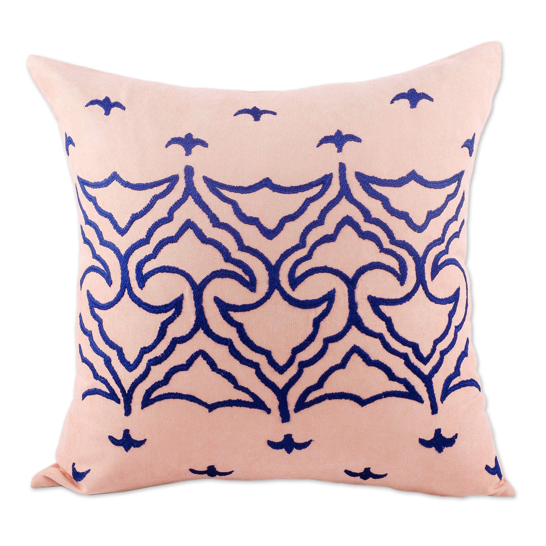 Traditional Suzani Embroidered Cotton Blend Cushion Cover - Flying Birds