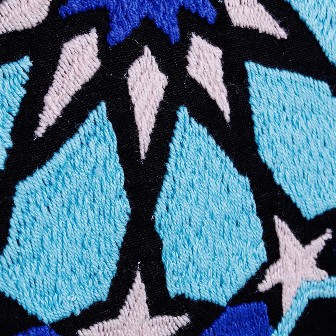 Cotton Sling Bag with Suzani Hand-Embroidered Star Motifs - Star Radiance