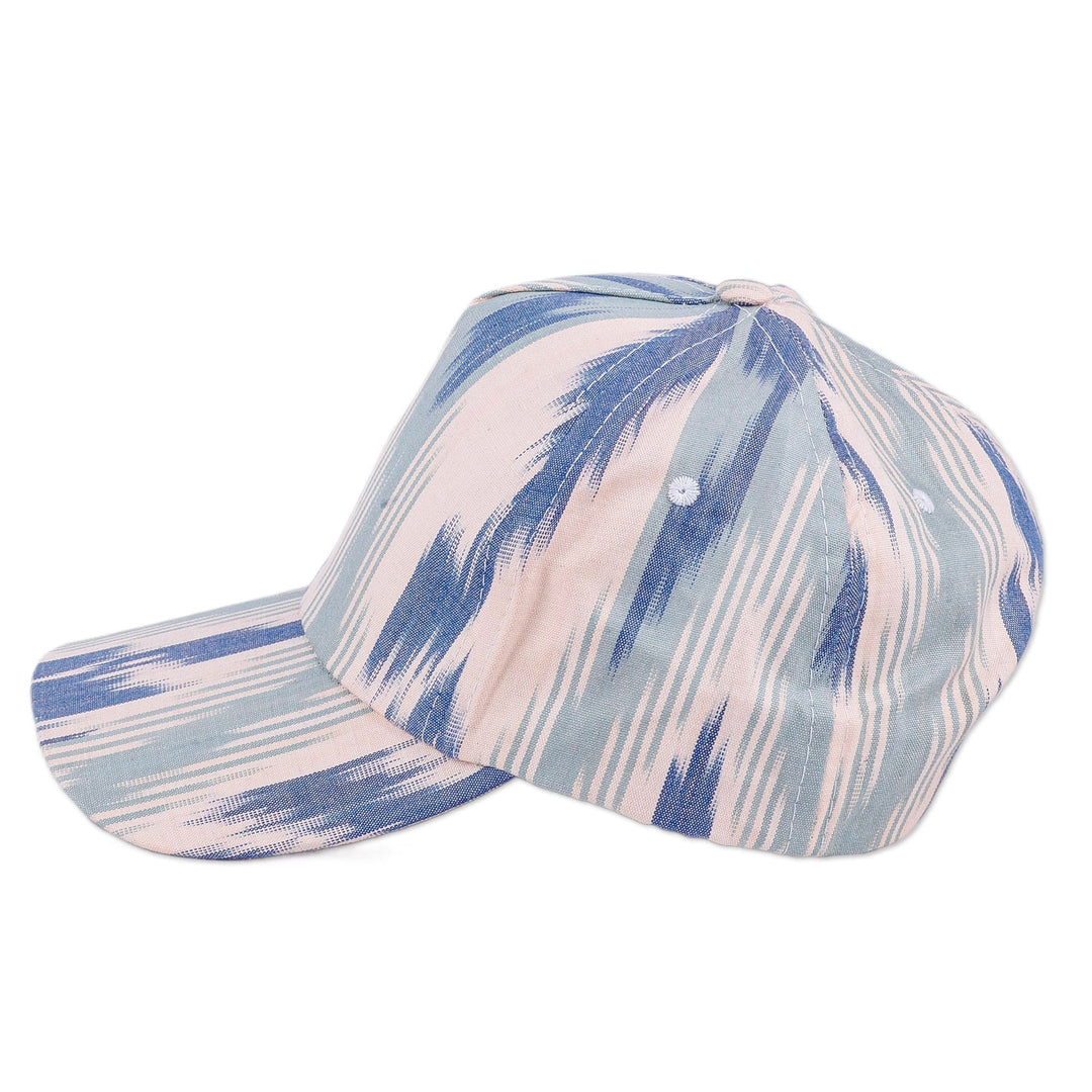 Handmade Ikat Patterned Blue and White Cotton Baseball Cap - Intrepid Blue
