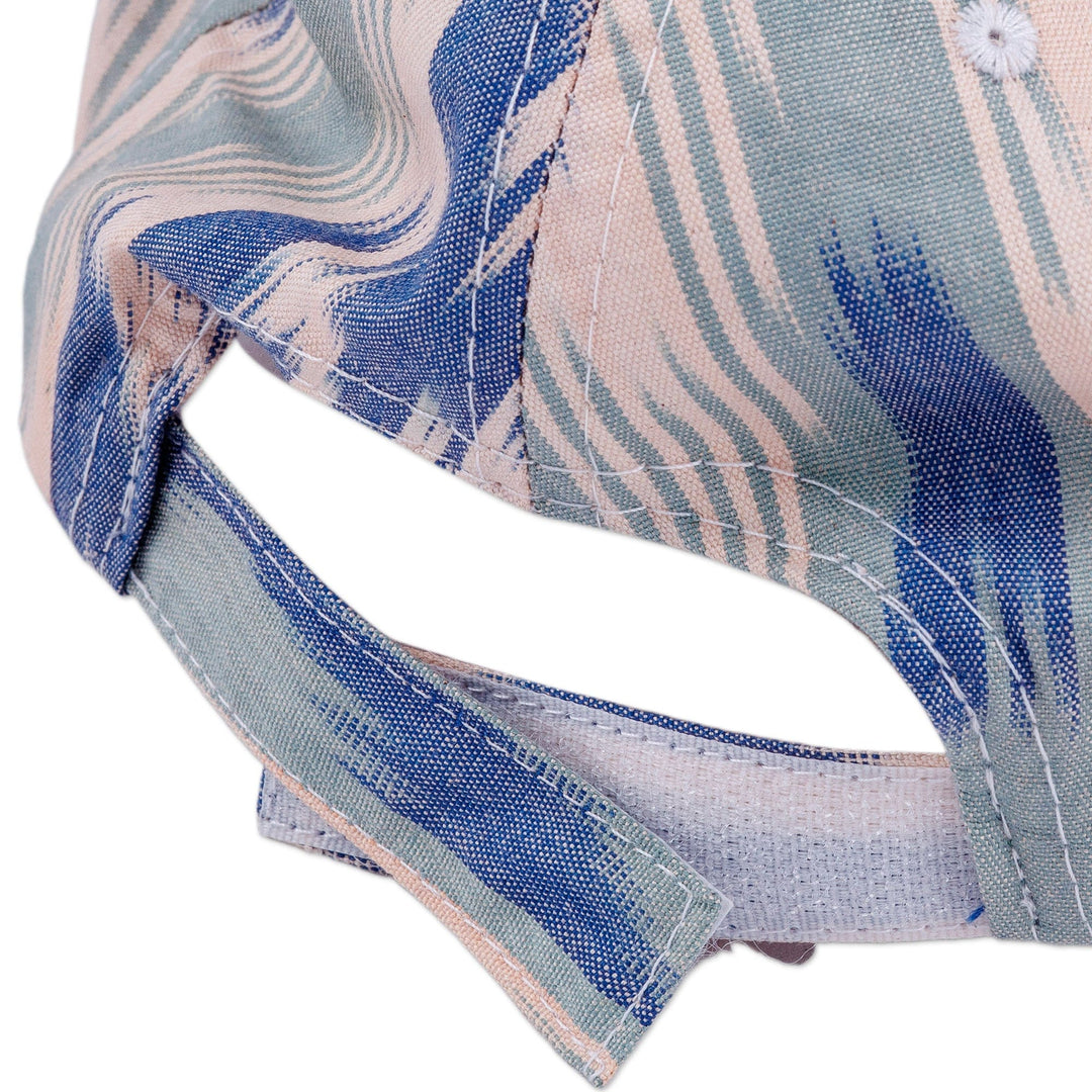 Handmade Ikat Patterned Blue and White Cotton Baseball Cap - Intrepid Blue