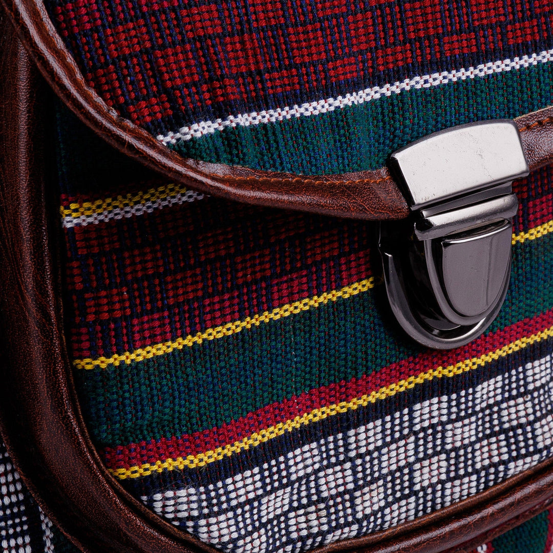 Adjustable Striped Teal and White Janda Cotton Backpack - Voyage to Uzbekistan
