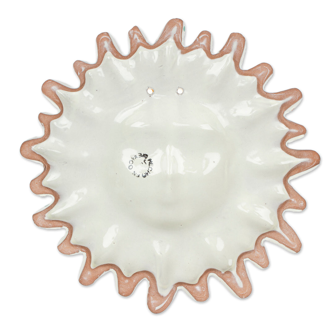 Ceramic Sun Wall Art Hand-Painted in Talavera Style - Colorful Sun