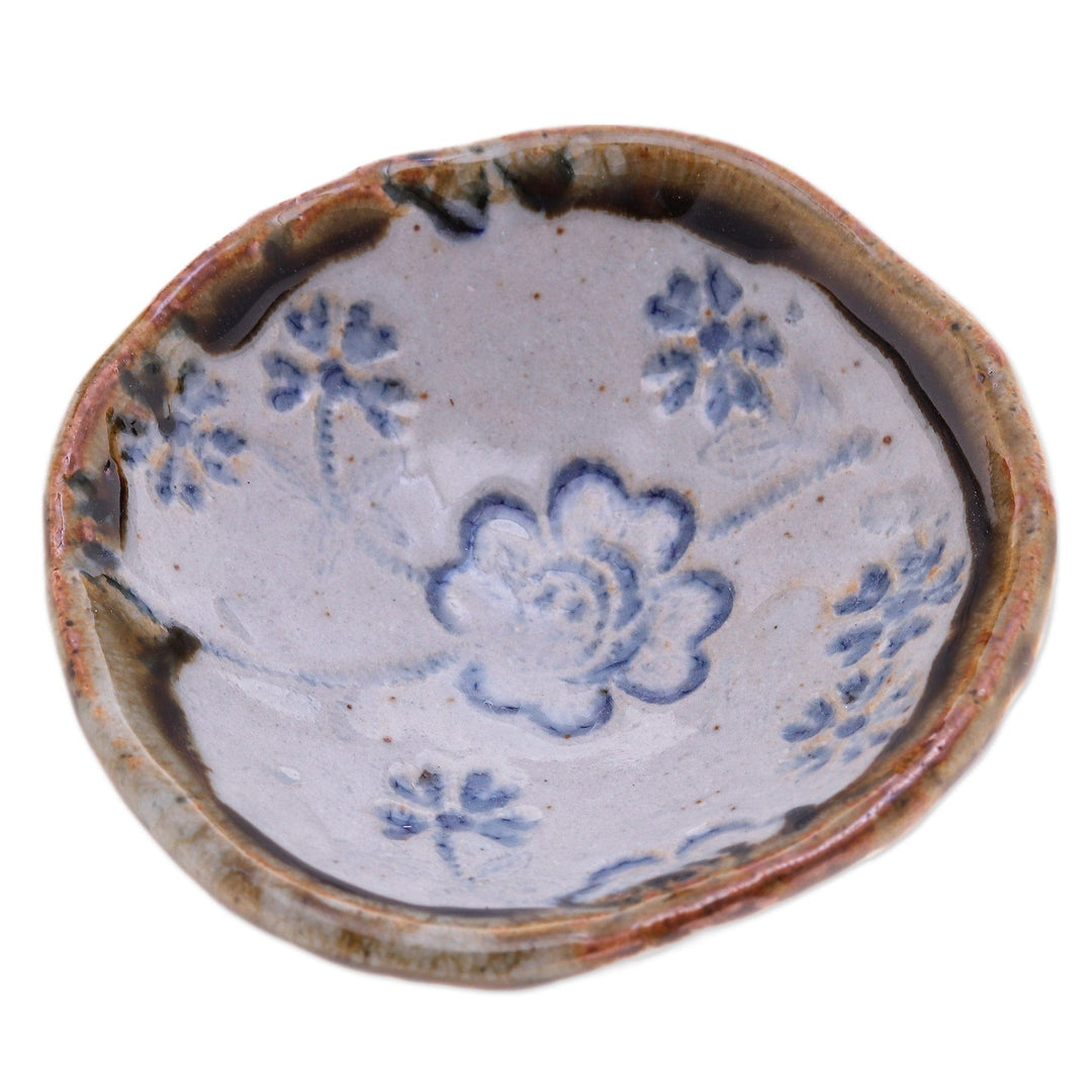 Pair of Handcrafted Floral Ceramic Bowls in Blue and White - Zen Floral Delights