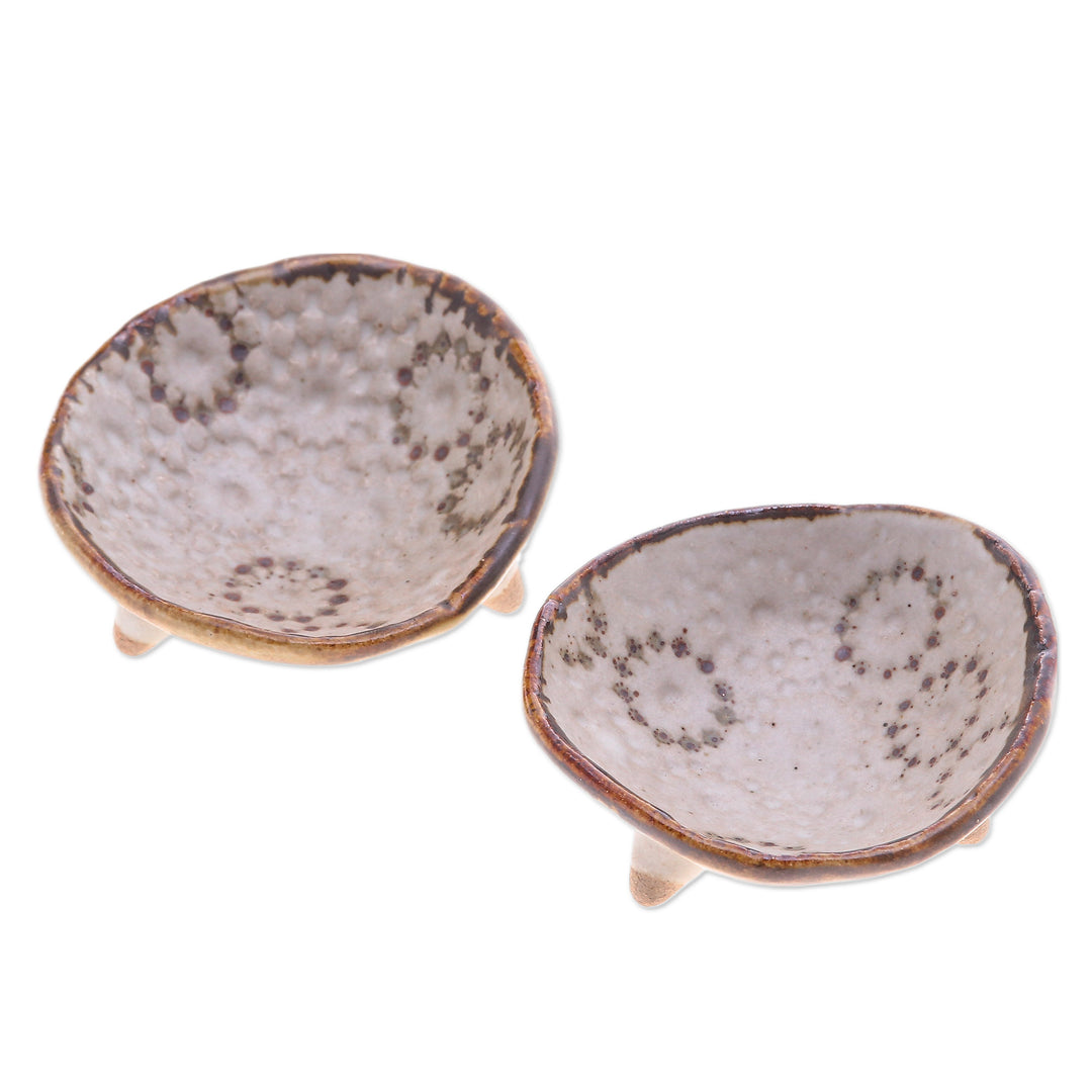 Pair of Handcrafted Classic Ceramic Bowls in Brown and Ivory - Zen Delights