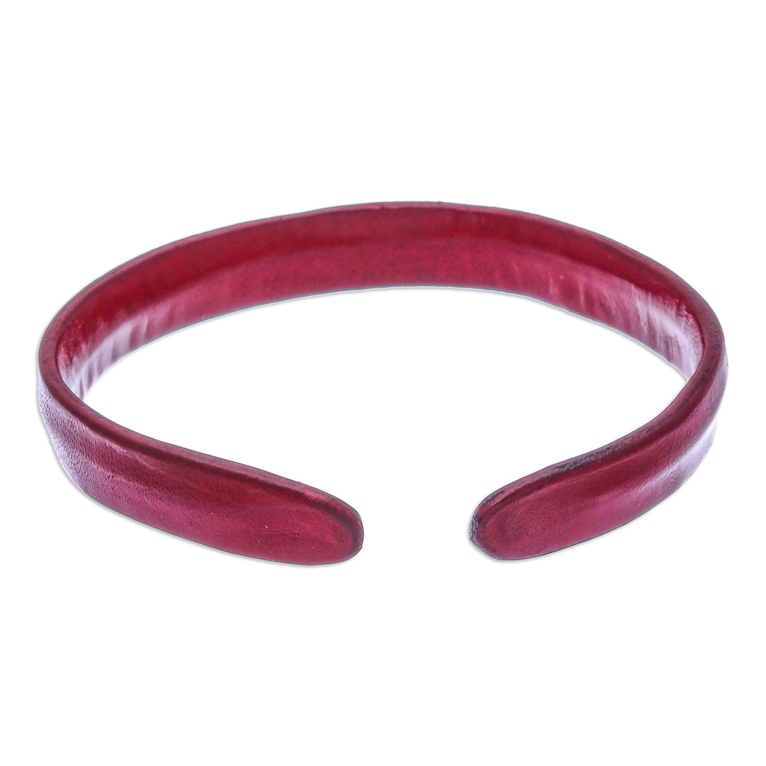 Handcrafted Modern Leather Cuff Bracelet in Red - Simply Passionate