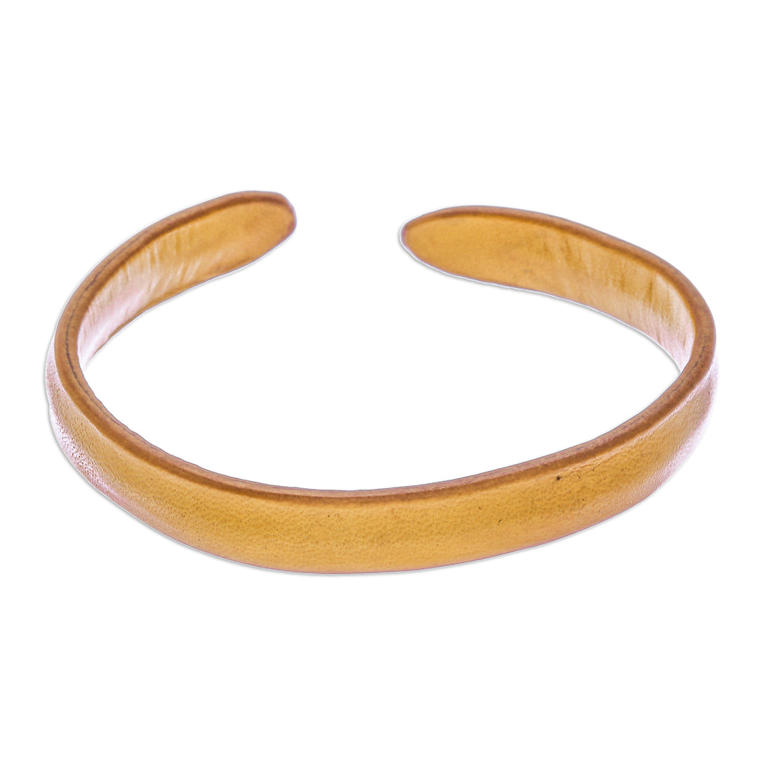 Handcrafted Modern Leather Cuff Bracelet in Yellow - Simply Joyous