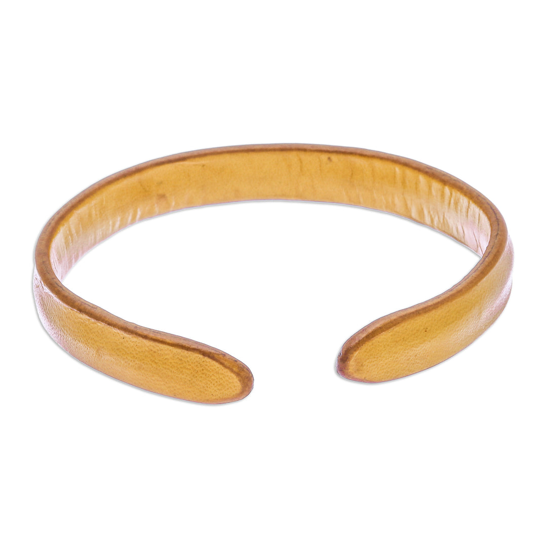 Handcrafted Modern Leather Cuff Bracelet in Yellow - Simply Joyous