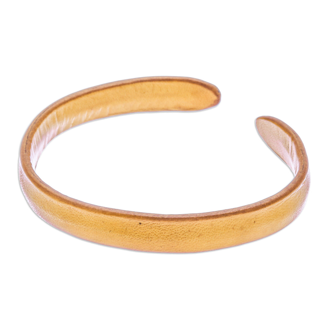 Handcrafted Modern Leather Cuff Bracelet in Yellow - Simply Joyous