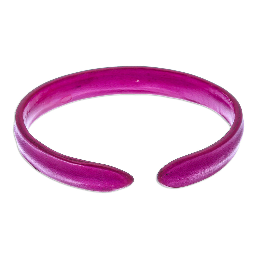 Handcrafted Modern Leather Cuff Bracelet in Pink - Simply Playful