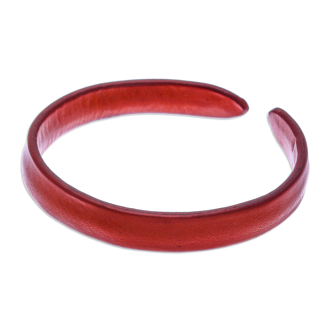 Handcrafted Modern Leather Cuff Bracelet in Orange - Simply Confident