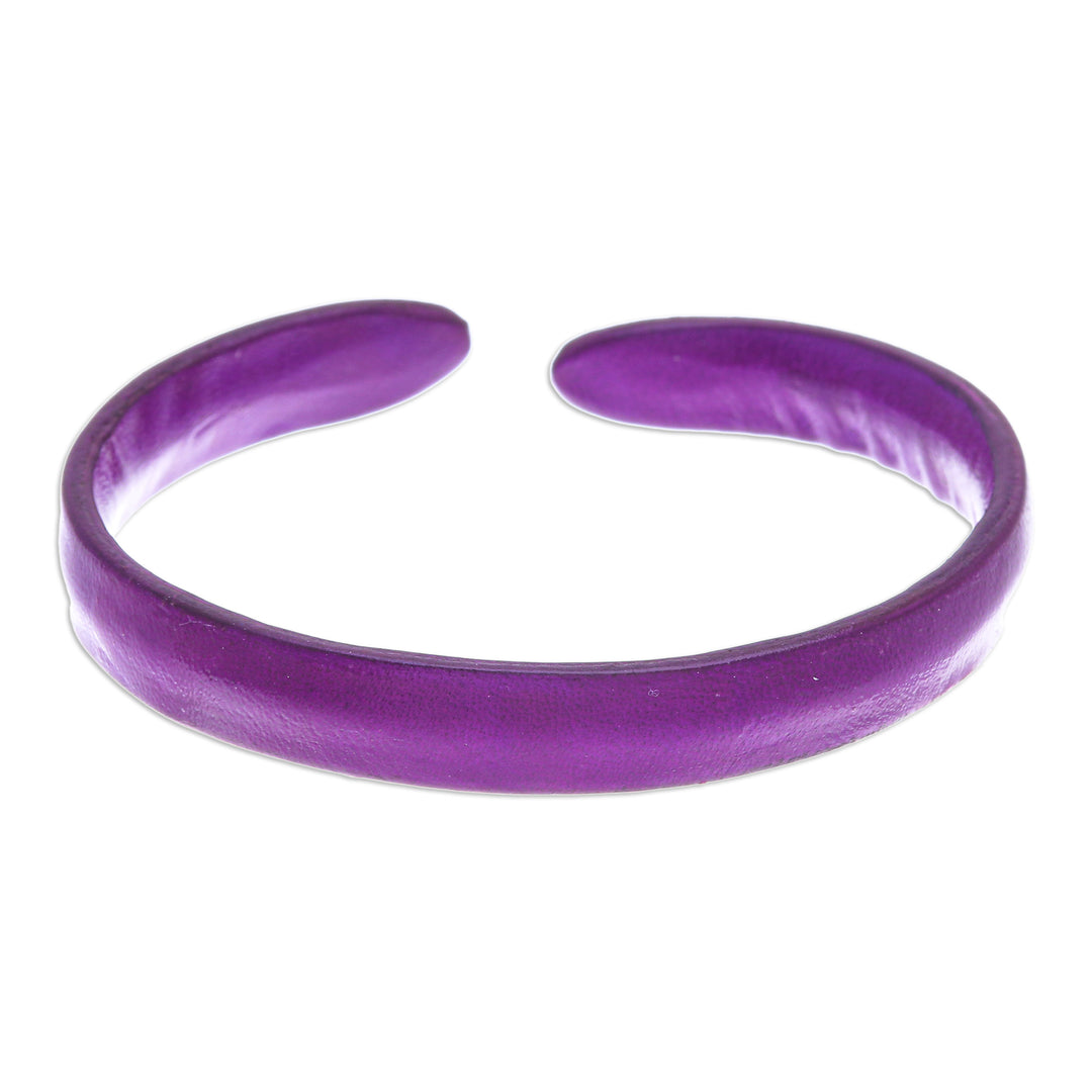 Handcrafted Modern Leather Cuff Bracelet in Purple - Simply Wise