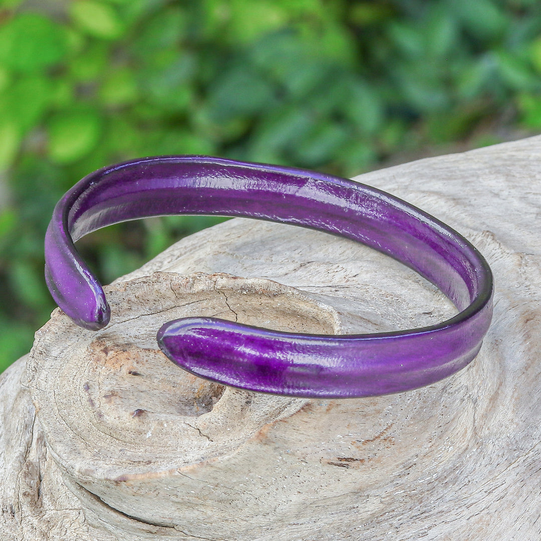 Handcrafted Modern Leather Cuff Bracelet in Purple - Simply Wise