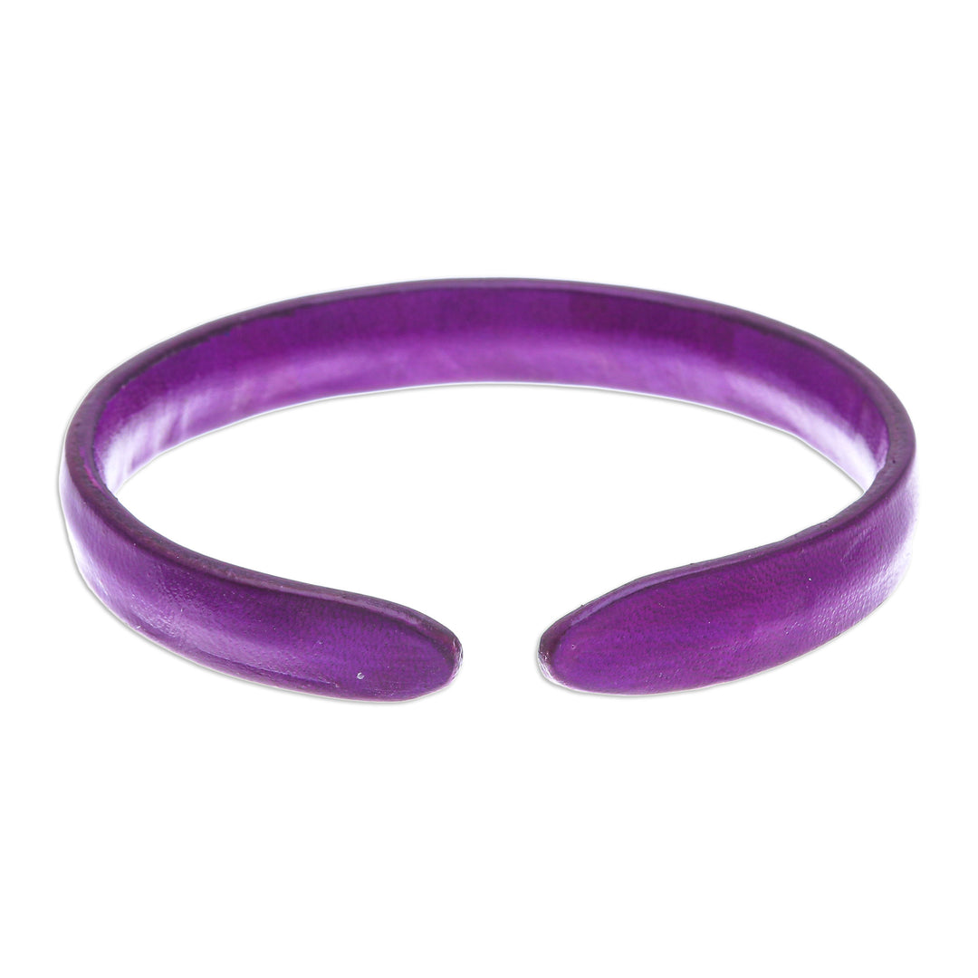 Handcrafted Modern Leather Cuff Bracelet in Purple - Simply Wise