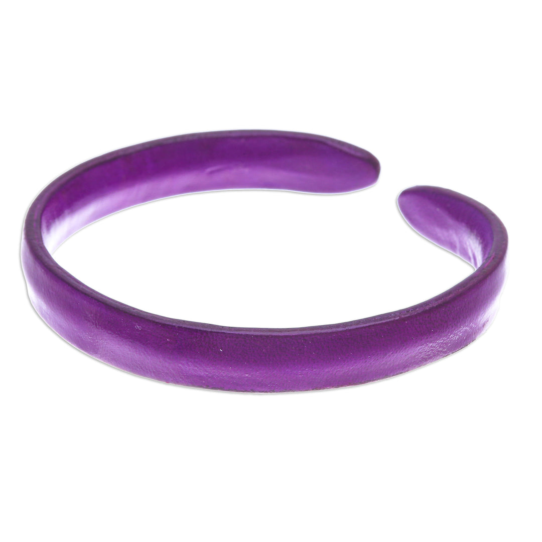 Handcrafted Modern Leather Cuff Bracelet in Purple - Simply Wise