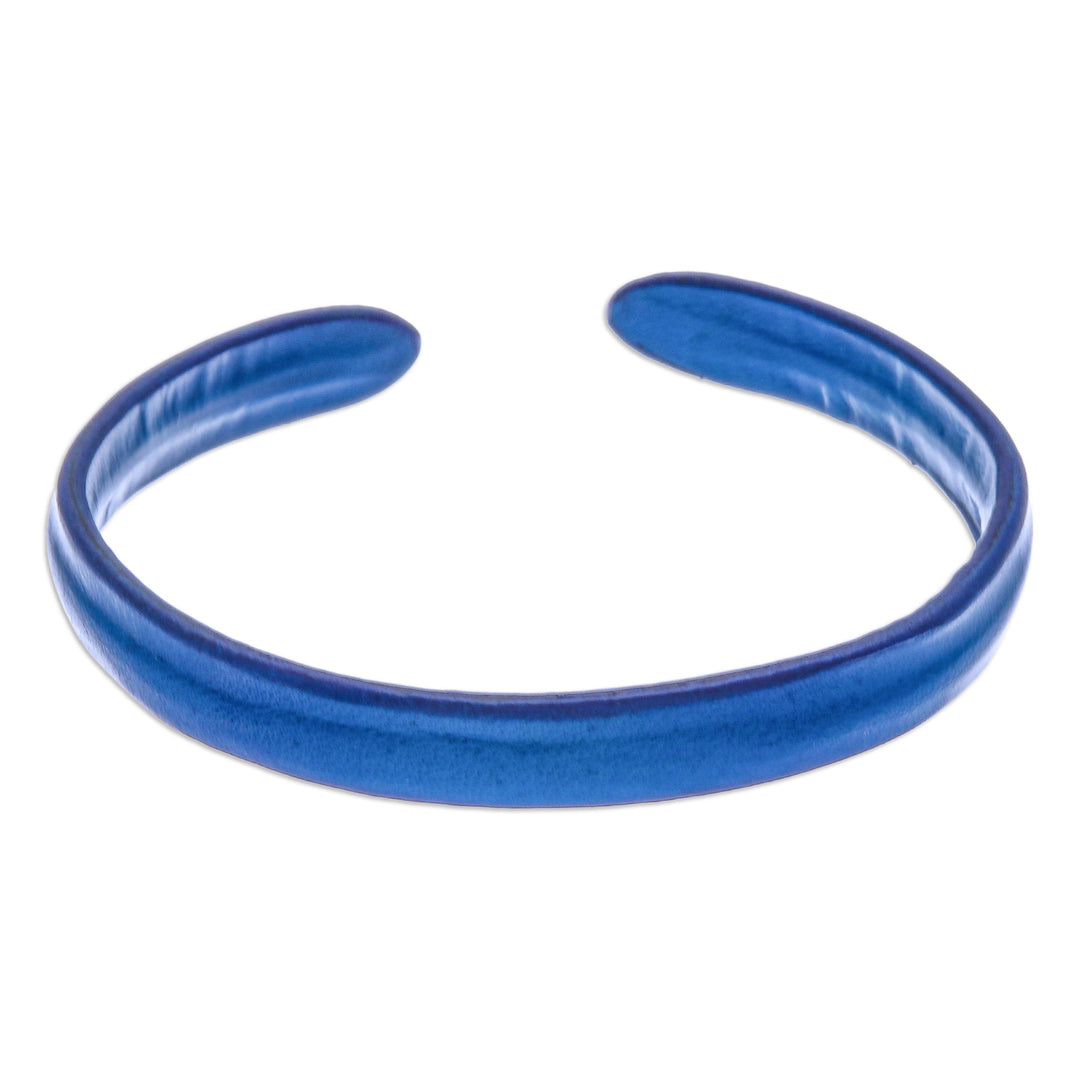 Handcrafted Modern Leather Cuff Bracelet in Blue - Simply Loyal