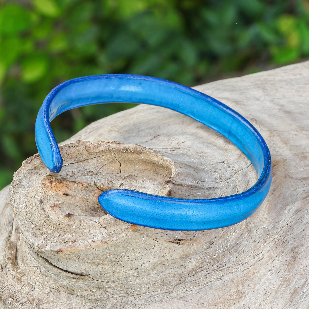 Handcrafted Modern Leather Cuff Bracelet in Blue - Simply Loyal