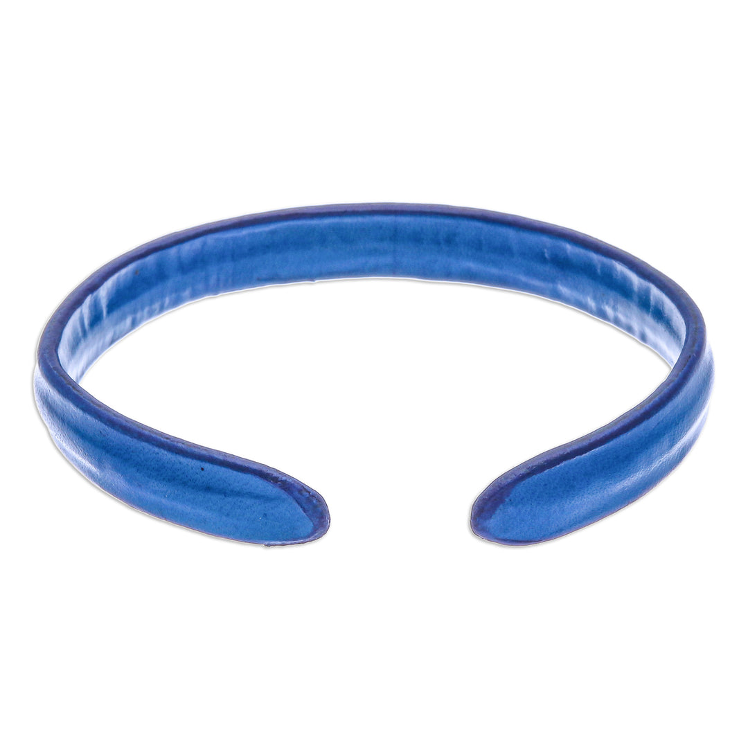 Handcrafted Modern Leather Cuff Bracelet in Blue - Simply Loyal