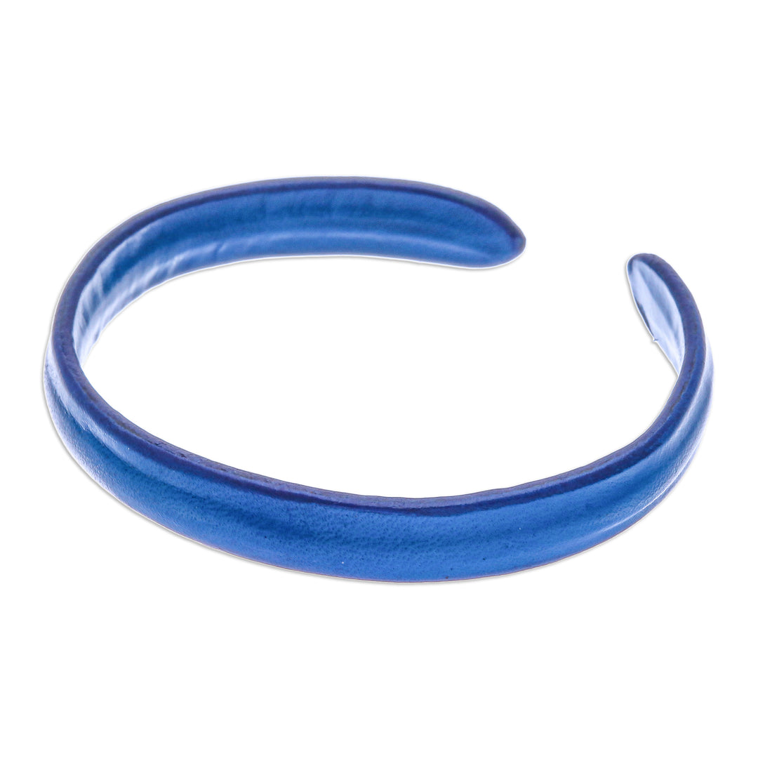Handcrafted Modern Leather Cuff Bracelet in Blue - Simply Loyal