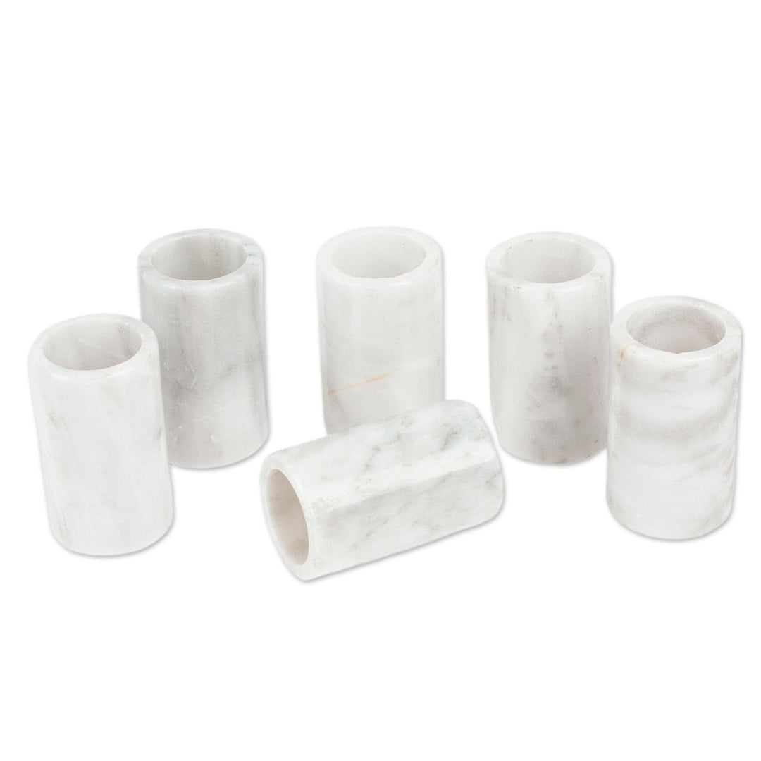 Set of 6 Modern Ivory Natural Onyx Tequila Glasses - Ethereal Modernity