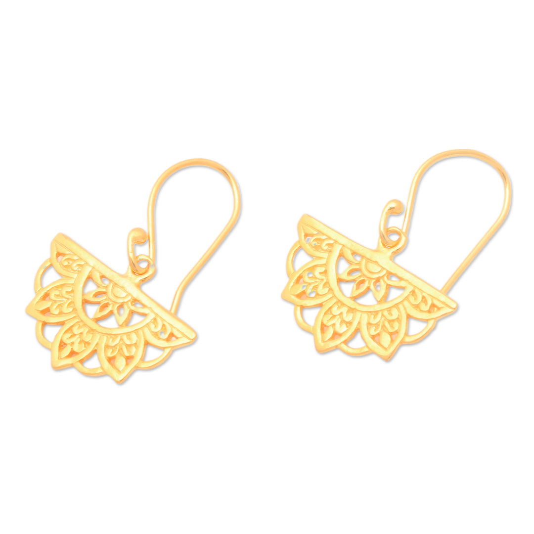 Traditional Chakra-Themed 22k Gold-Plated Dangle Earrings - Half Chakra