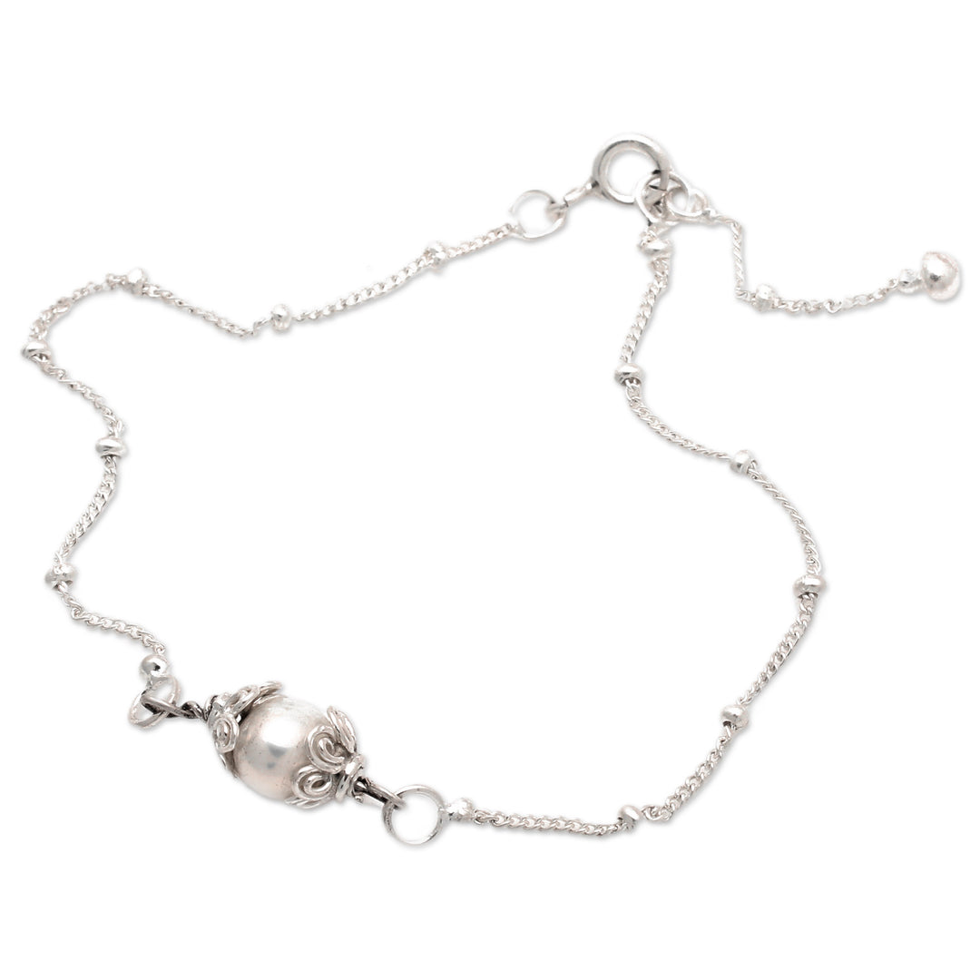 Polished Floral Grey Cultured Pearl Pendant Bracelet - Only You & Me