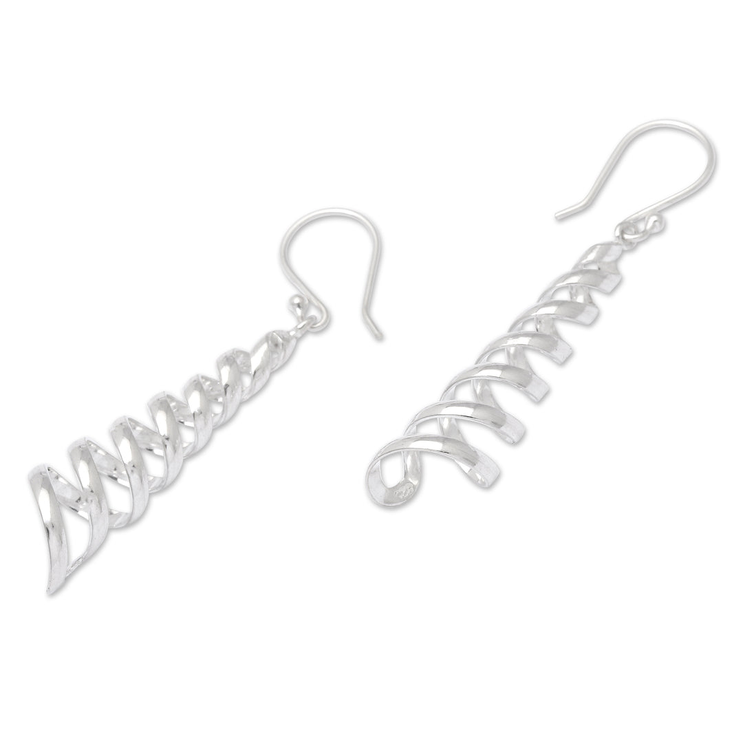High-Polished Swirl-Shaped Sterling Silver Dangle Earrings - Divine Swirl
