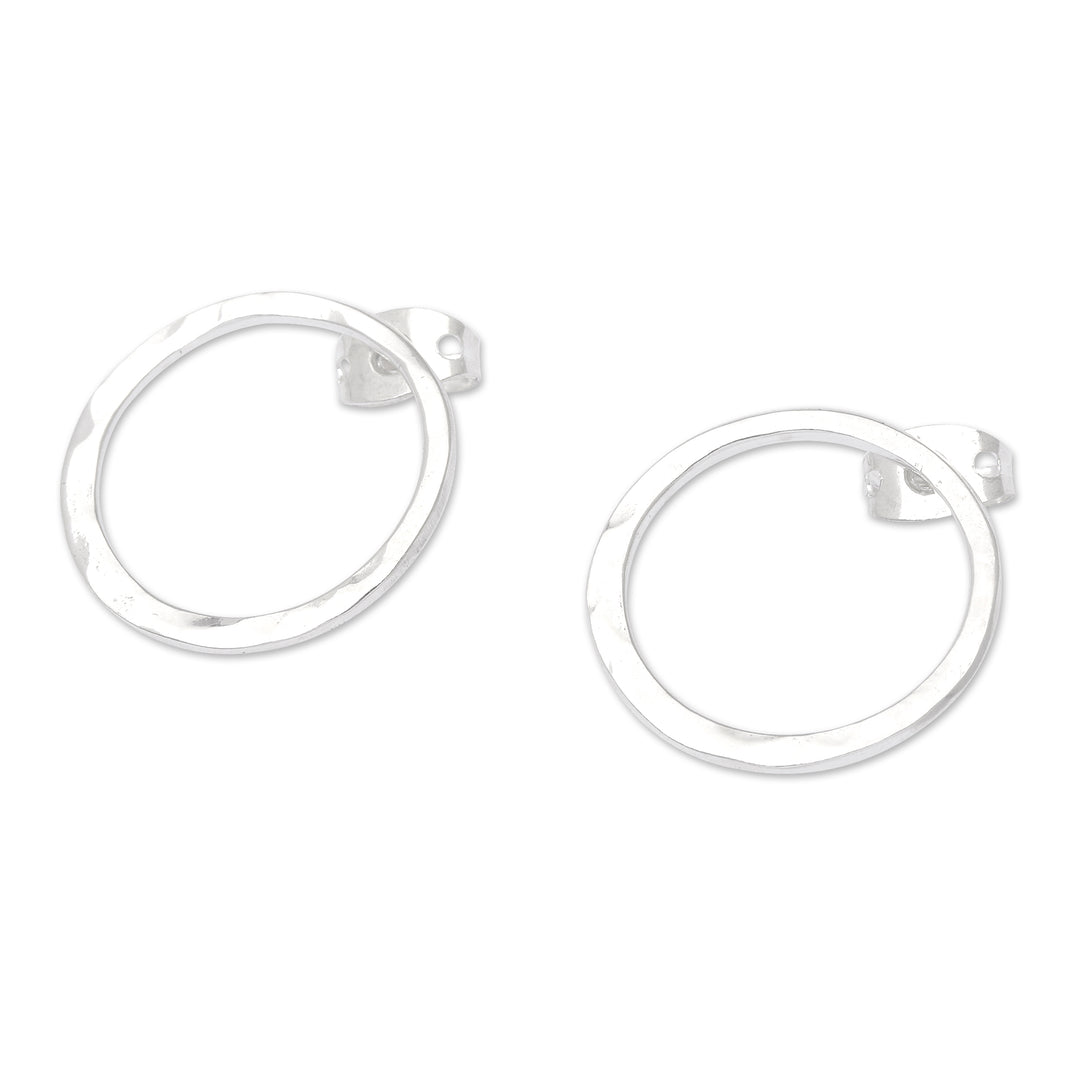 Minimalist Round Sterling Silver Drop Earrings from Bali - Minimalist Eternity