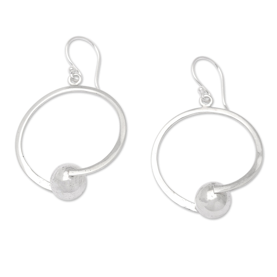 Polished Minimalist Round Sterling Silver Dangle Earrings - World Balance