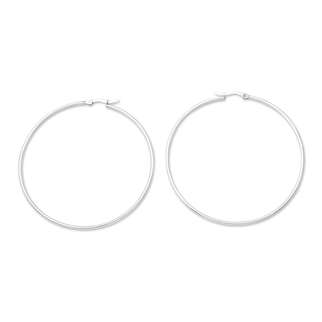 High-Polished Modern Round Sterling Silver Hoop Earrings - My Nimbus