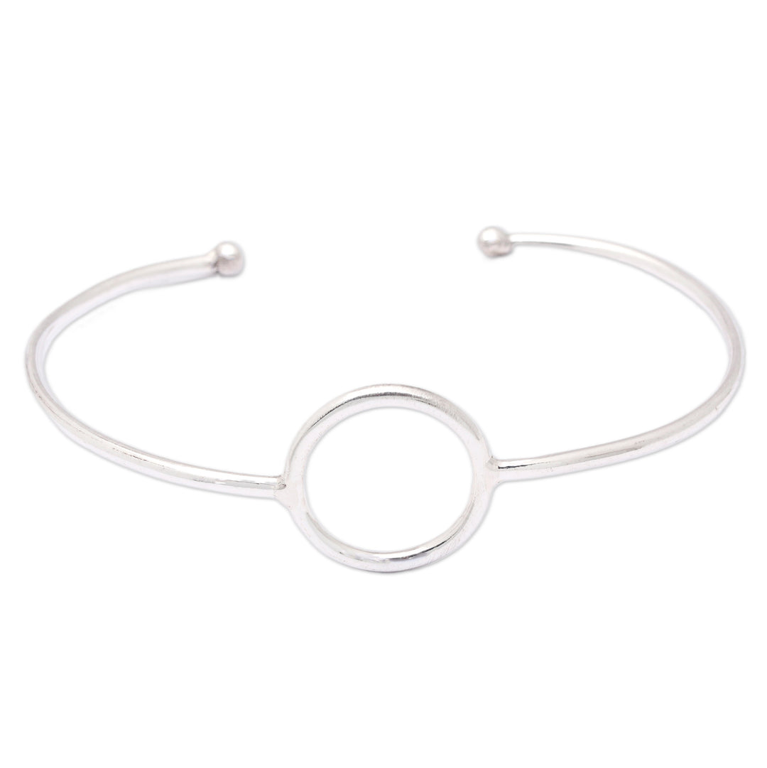 Minimalist Round Accent Sterling Silver Cuff Bracelet - Globe-Trotting's Core