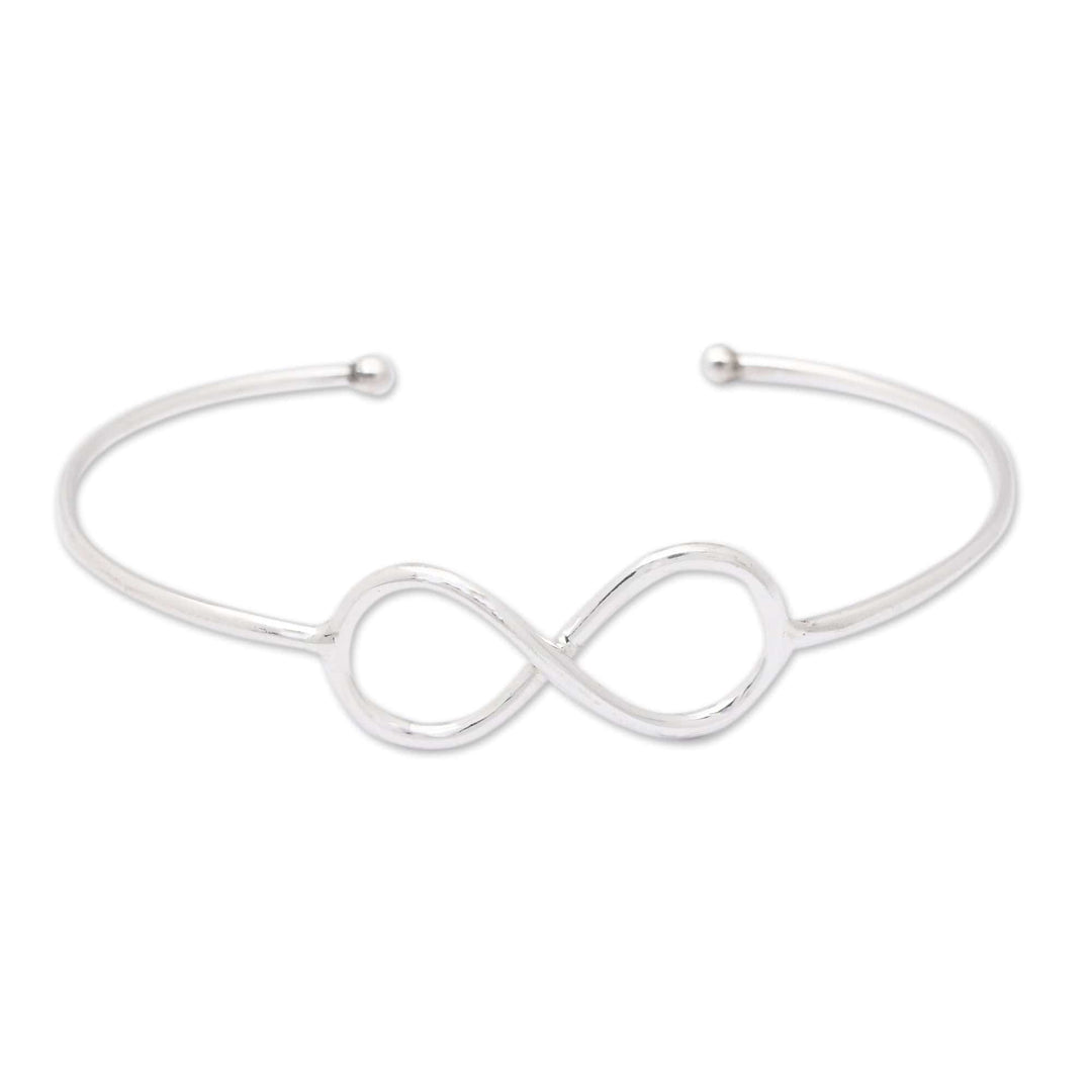 Minimalist Infinity Symbol Sterling Silver Cuff Bracelet - Infinite Globe-Trotting