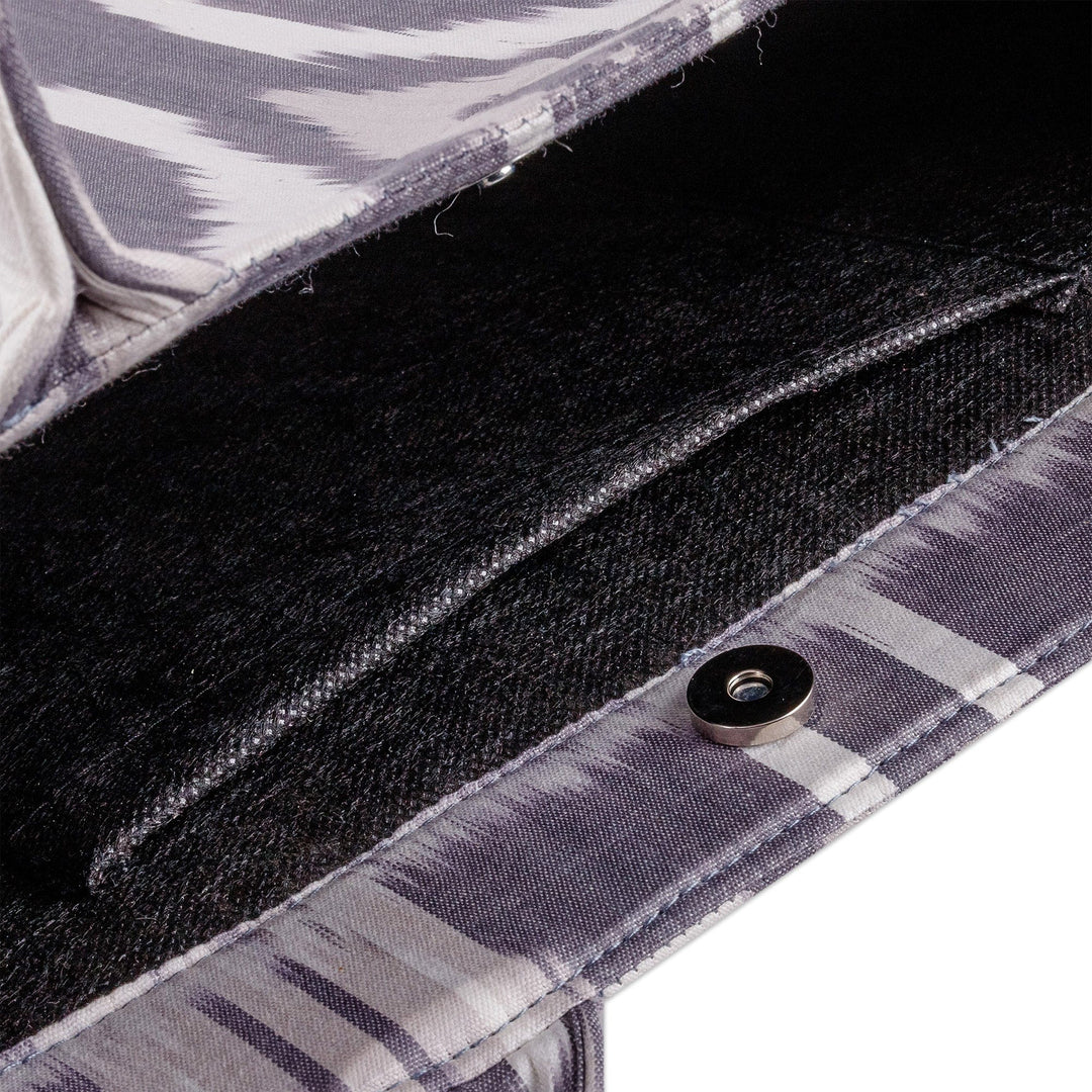 Handmade Grey and White Ikat Patterned Cotton Tote Bag - Splendorous Grey