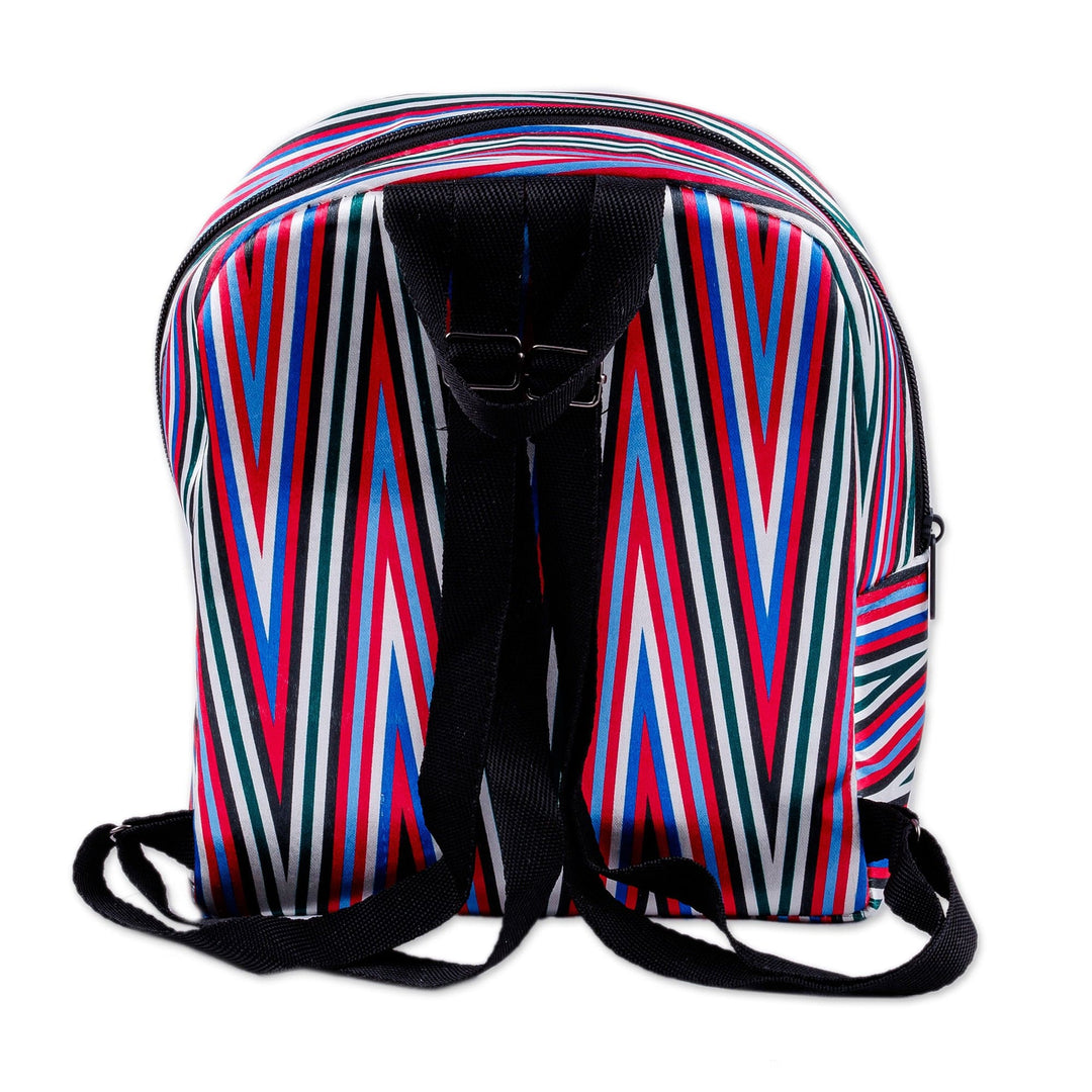 Geometric Ikat Patterned Red Mini Backpack from Uzbekistan - Ikat Adventures