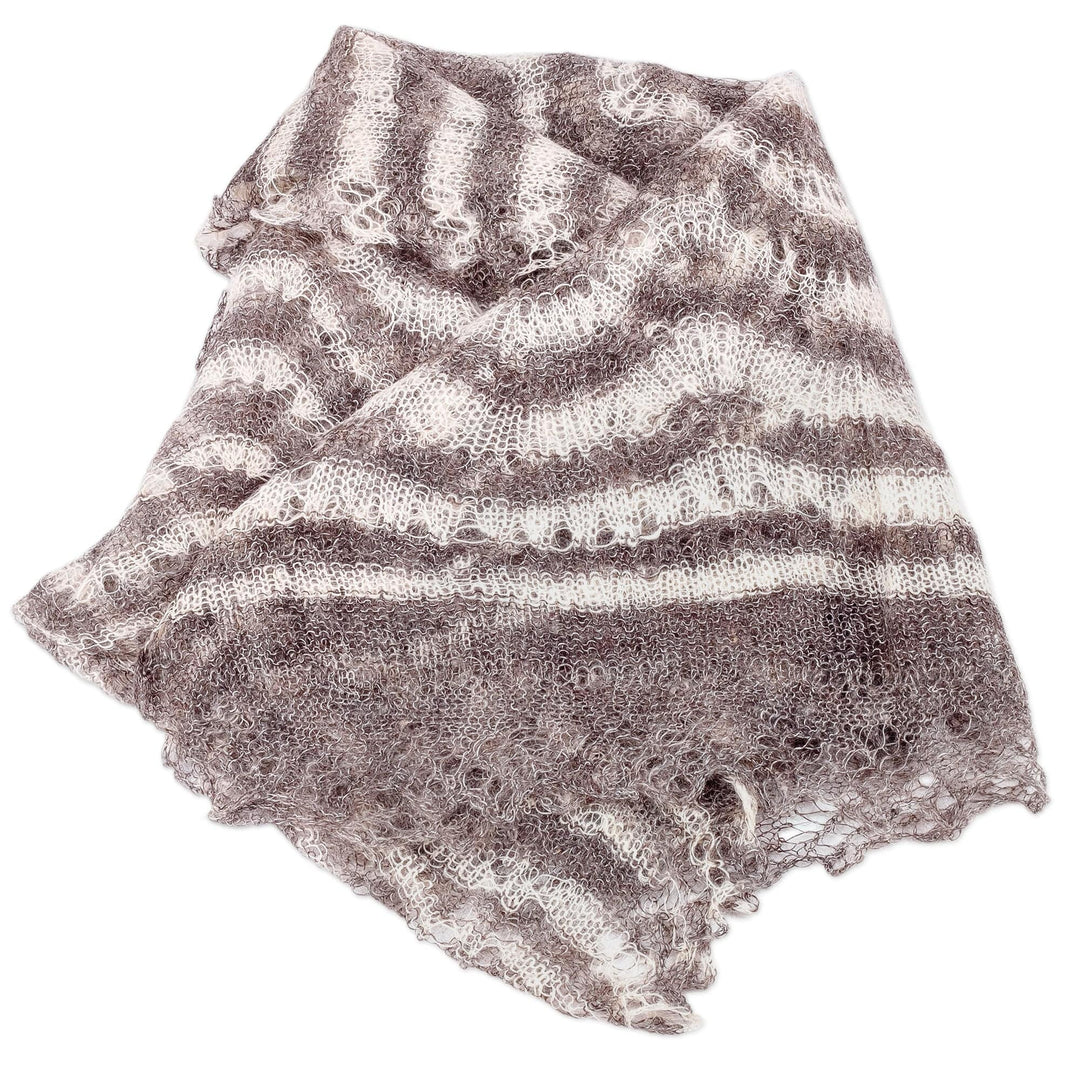 Handwoven Striped Soft Black and White Cashmere Wool Scarf - Regal Pleasure