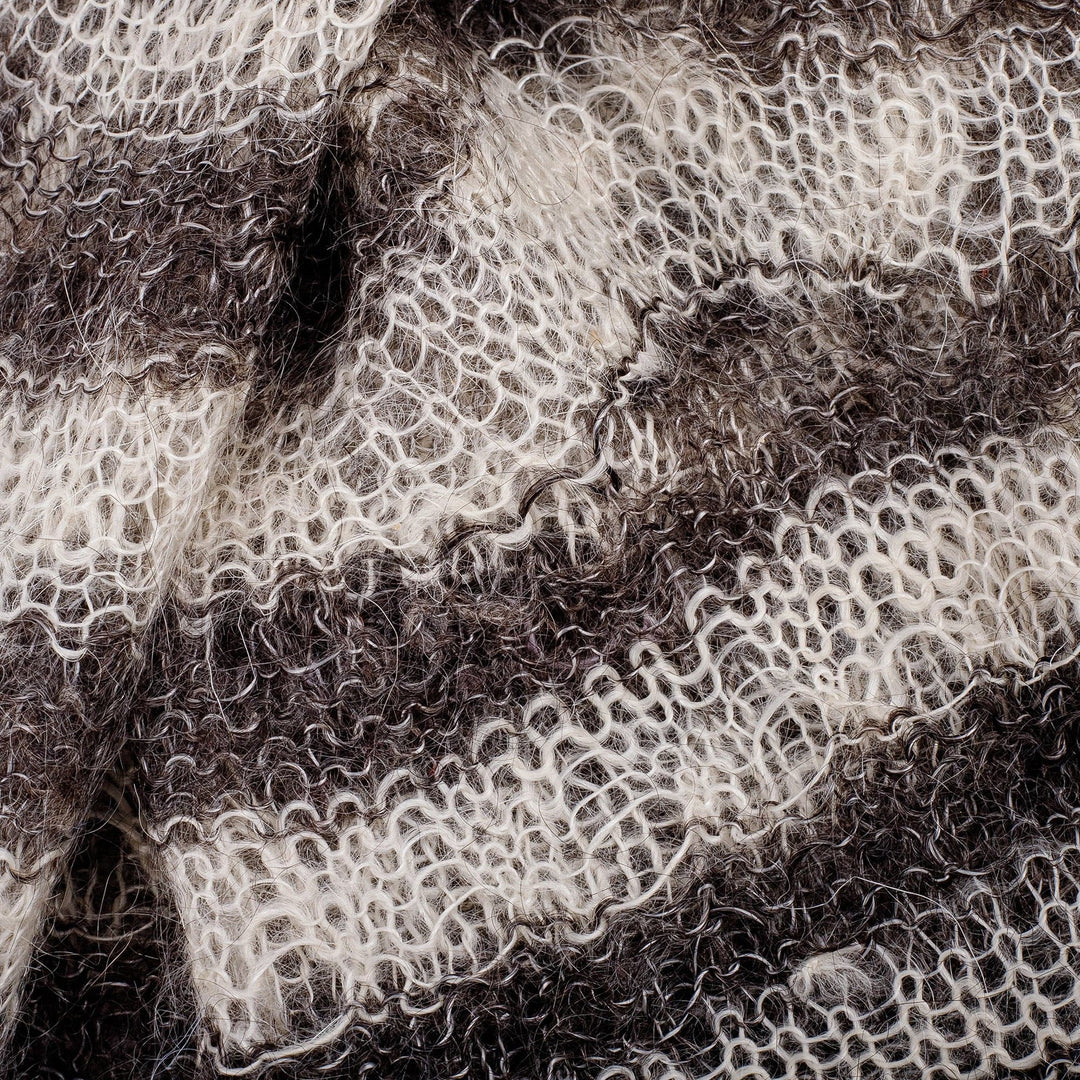 Handwoven Striped Soft Black and White Cashmere Wool Scarf - Regal Pleasure