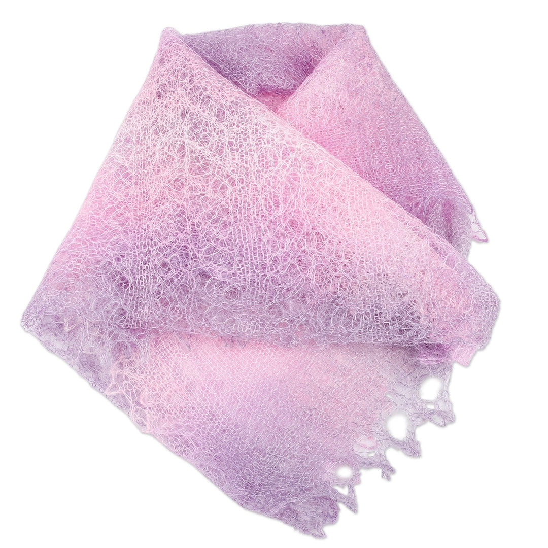 Handwoven Soft 100% Cashmere Wool Scarf in Purple and Pink - Spring's Act