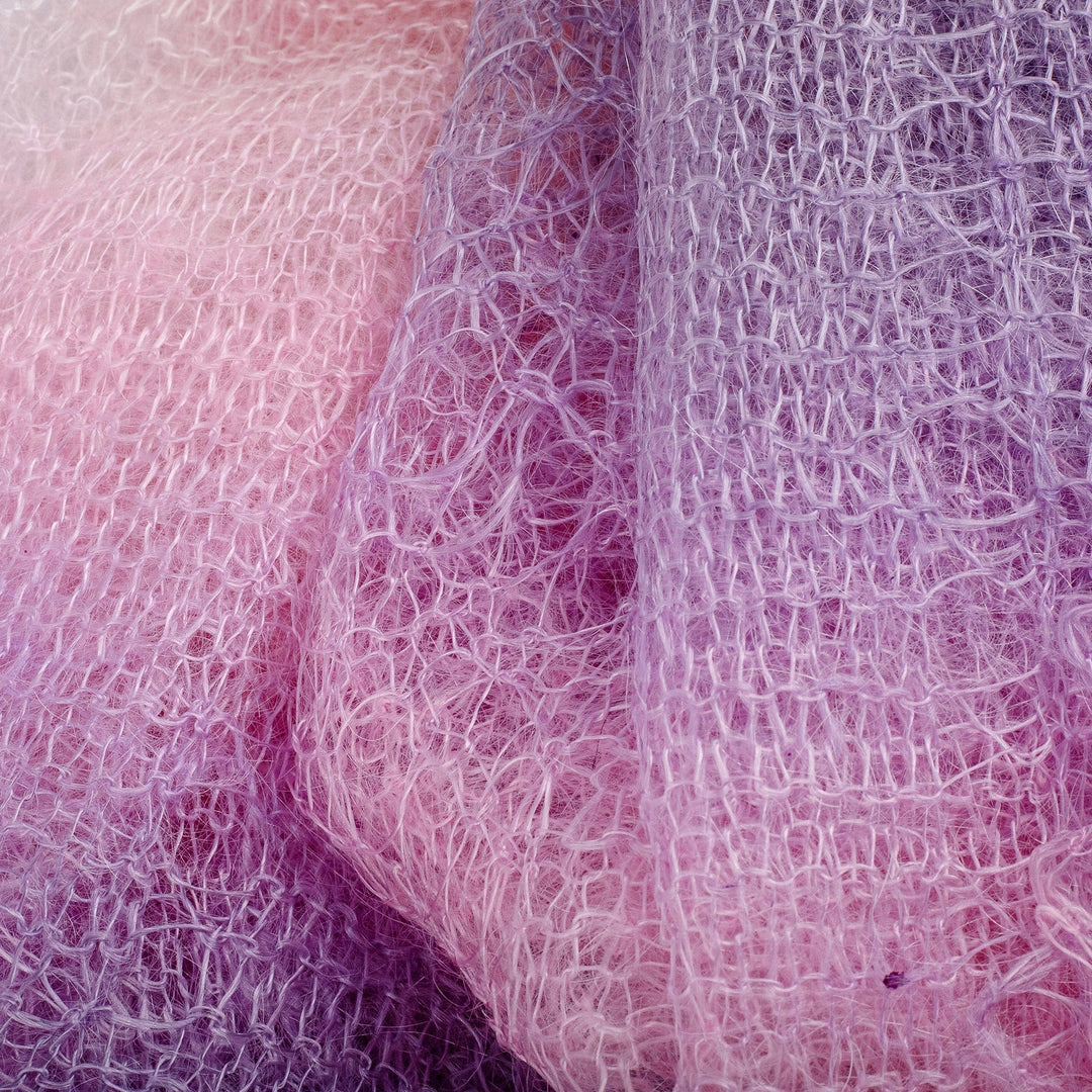 Handwoven Soft 100% Cashmere Wool Scarf in Purple and Pink - Spring's Act