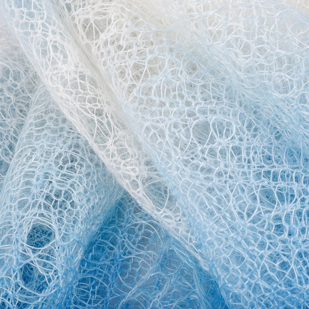 Handwoven Soft 100% Cashmere Wool Scarf in Blue and White - Ocean's Act