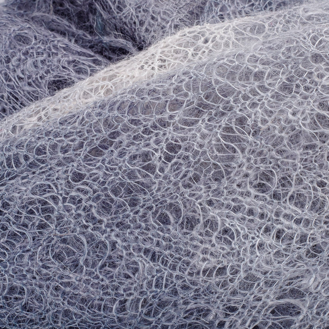 Handwoven Soft 100% Cashmere Wool Scarf in Grey and White - Winter's Act
