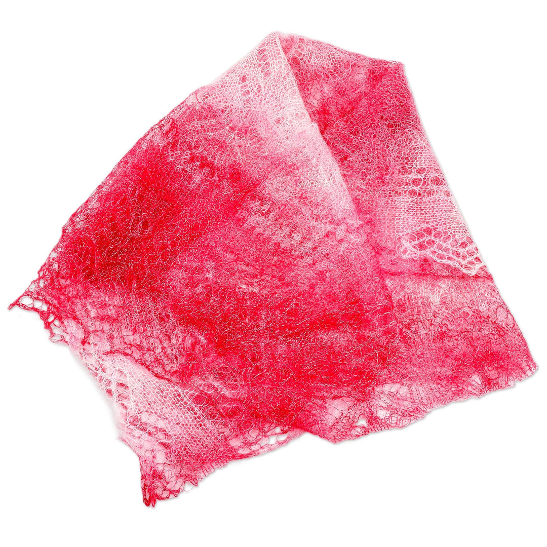 Handwoven Soft 100% Cashmere Wool Scarf in Red and White - Lover's Act