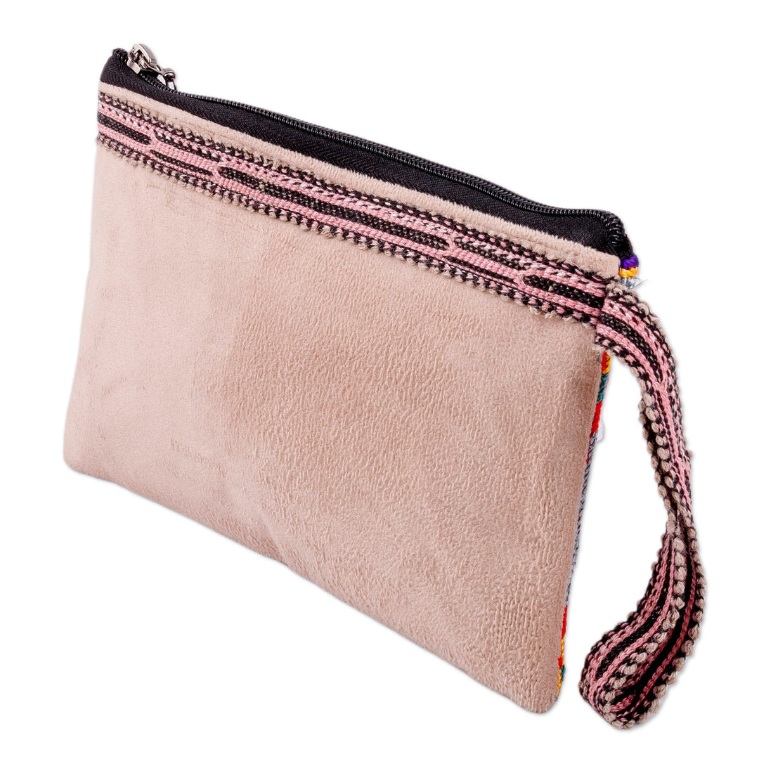 Diamond-Patterned Grey and Red Silk Cosmetic Bag - Sweet Jewels