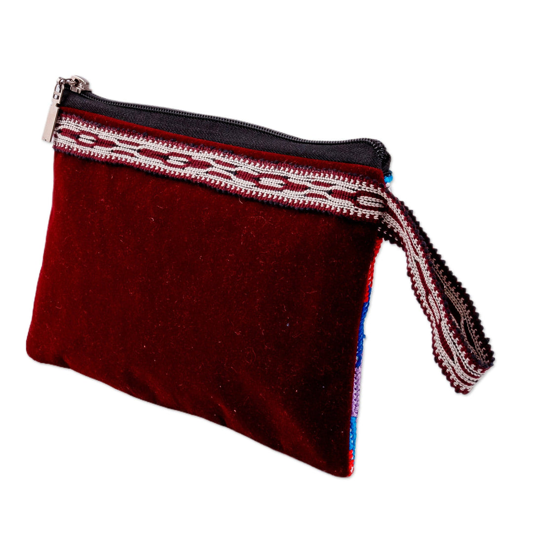 Colorful Chevron Patterned Embroidered Silk Cosmetic Bag - Rainbow Chevron