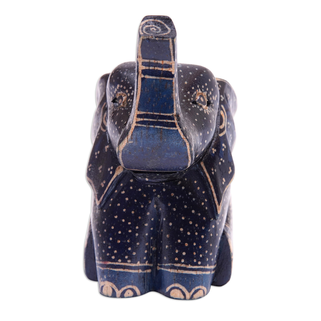 Batik Classic Elephant-Shaped Navy Pule Wood Figurine - Baby Sage