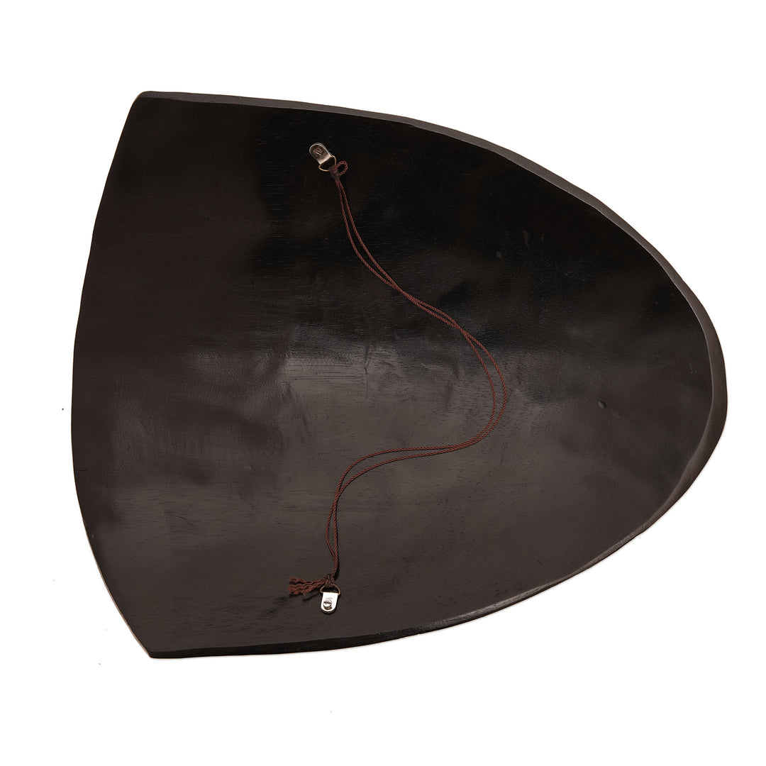 Handcrafted Floral and Leafy Red Batik Pule Wood Mask - Prince Panji