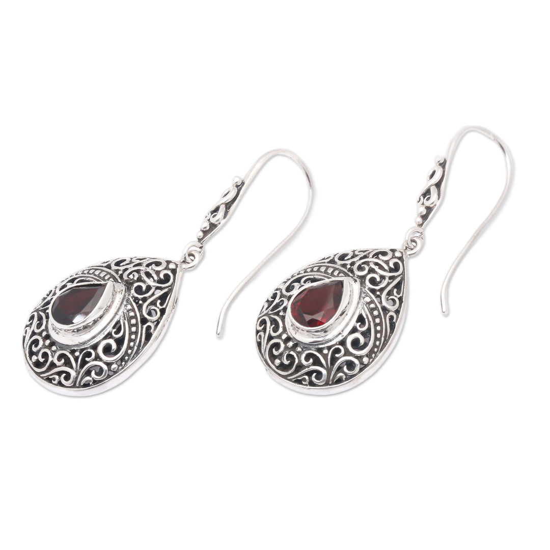 Traditional Two-Carat Faceted Garnet Dangle Earrings - Regal Paradise in Red